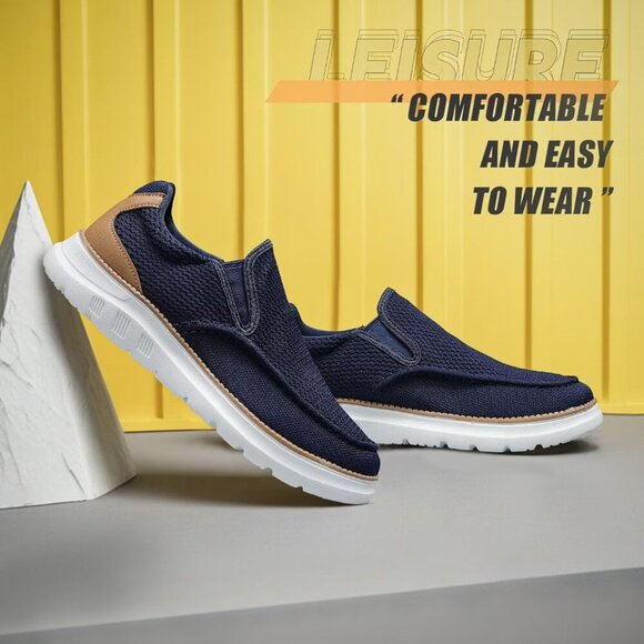 〽️Men Closed Toe Loafers Dark Blue Sneakers Pull-On Walking Comfort Casual Shoes main image 6